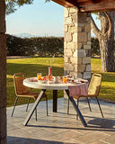 Kave Home - Chaise de Salle à Manger Lambton Marron Clair en Corde en Polyester et Pieds en Acier Noir pour Usage intérieur et extérieur