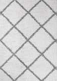 VIMODA Poils Longs Shaggy Tapis Rugueuse Design Crème Gris Moderne - Blanc, 160x220 CM