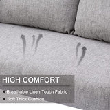 Wahson Canapé 2 Places en Lin Moderne Sofa Revêtement Tissu avec Rembourrage épais pour Salle/Chambre/Bureau/Appartement/dortoir, Gris