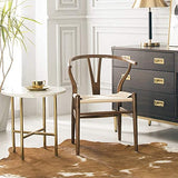 Tomile Wishbone Chaise en Y en bois massif et rotin naturel