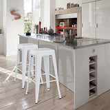 DUHOME Tabouret de Bar en Métal, 76cm Tabouret Haut Empilable Tabouret de Comptoir Industrielle pour Bar Bistro Cuisine, Blanc