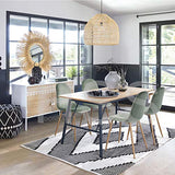 Lot de 4 Chaises de style Scandinave avec une assise et dossier recouverts de velours cactus, des pieds en métal avec finiton imitation chêne clair.