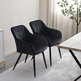TUKAILAI Lot de 2 chaises de salle à manger rembourrées industrielles pour salon, restaurant, réception, salon ou bureau Noir