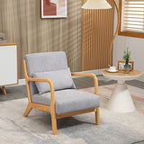 HOMCOM Fauteuil de Salon Design Moderne Chaise de Loisirs avec Coussin et Pieds en Bois de d'hévéa Charge Max. 120 Kg 61 x 71 x 76 cm Gris