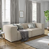 HOMIFAB Canapé modulable 3 Places en Velours côtelé Beige - Roma