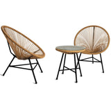IDMarket - Salon de Jardin Izmir Table et 2 fauteuils Oeuf Cordage Effet rotin
