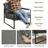 Zouron Fauteuil de Salon Vintage en Similicuir, Fauteuil Relax Confortable avec Pieds en Métal, Fauteuil Chambre Industriel, Gris