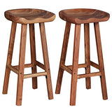 vidaXL Tabouret de Bar Tabouret Haut 2 pcs Bois d'Acacia 38 x 37 x 76 cm