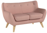 Scandinavian Design, Oscar canapé 2 places, tissu rose, 132 x 79 x 80 cm