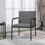 HOMCOM Fauteuil de Salon Assise revêtement synthétique avec accoudoir Structure en Acier Charge Max. 150 Kg 65,5l x 85P x 85H cm Gris