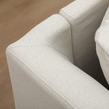 HOMCOM Canapé 3 Places de Style Moderne avec 4 Coussins, Base en Acier Noir, revêtement en Tissu Effet Lin de Couleur crème