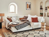Lisa Design - Rune - canapé d'angle Droit - 4 Places - avec Pouf d'appoint - en Tissu Bouclette - Blanc