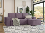 Deco In Paris Canapé d'angle Convertible avec Coffre en Velours cotelé Lilas Dona - Angle Droit