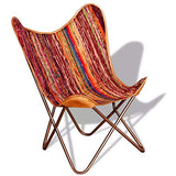 vidaXL Chaise Papillon Cuir Véritable Marron Fauteuil Salon Chambre Maison