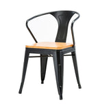 Tabouret de bar bois massif tabouret haut cuisine salle à manger chaise dossier chaise haute loisirs siège rétro table ronde rétro design industriel (Couleur : NOIR)