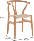 YAXANSIH Lot de 2 chaises de Salle à Manger, Cuisine, Style Wishbone en Poly et écorce (Couleur : Naturel)