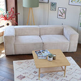 HOMIFAB Canapé modulable 3 Places en Velours côtelé Beige - Roma