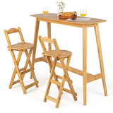 LIFEZEAL Table Bar Haute avec Repose-Pied, Table Mange Debout Minimaliste, Table de Bar 120x45x99CM, Table d’Appoint en Bambou pour Salon, Cuisine, Chambre, Balcon, Naturelle