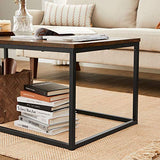 VASAGLE Table Basse pour Salon, avec Cadre en Acier, Facile à Assembler, 100 x 55 x 45 cm, Style Industriel, Marron Rustique et Noir LCT052B01