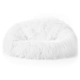 Icon Pouf Classique en Fausse Fourrure Mongole Yeti, Blanc, Poufs de Salon, 85cm x 50cm, Pouf Poire Grand, Chaise pour Chambre