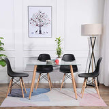 IPOTIUS Table Rectangulaire Salle à Manger en Verre Scandinave 4 à 6 Personnes Table de Cuisine Moderne avec Pieds en Bois et Cadre en Métal,110x70X75cm