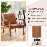 Yaheetech Fauteuil de Salon Confortable Fauteuil Chaise Cadre en Bois d’hévéa pour Salon Chambre Salle de Séjour Bureau Intérieur 62 cm L × 70 cm l × 74 cm H Marron Clair