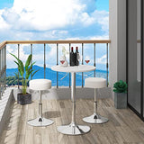 WOLTU BT02ws Table de Bar en MDF avec Pied,Table Ronde Hauteur réglable,Blanc
