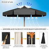 COSTWAY Parasol de Jardin Extérieur, Parasol Inclinable avec Lambrequin, 8 Baleines en Bois Blanc, Protection UV, pour Balcon/Jardin/Terrasse (Gris)