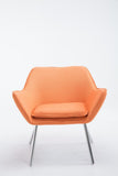 CLP Fauteuil Lounge Design Caracas Tissu I Chaise Confortable Assise et Dossier rembourrés Accoudoir I Fauteuil de Salon Piètement en Métal Orange