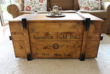 Uncle Joe de Style Vintage Shabby Chic Roosevelt Field Coffre, Bois, Marron Clair, Grande, 98 x 55 x 48 cm,