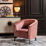 Tousmesmeubles Fauteuil Métal/Tissu Velours Rose - KURASEE - L 72 x l 62 x H 77 - Neuf