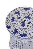 Fine Asianliving Tabouret Céramique Chinois Poissons Koi Bleu Blanc D33xH46cm Tabouret Chinois de Jardin Table d'appoint en céramique Chinois Porcelaine Tabouret Oriental
