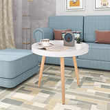 WOLTU Table Basse Ronde en Bois Massif, Petite Table de Salon Décoratif Table d'appoint Moderne Blanche Chêne 50x44 cm (ø x H) TS143ws