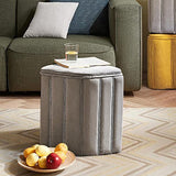 KAYEF Petit Pouf avec Rangement, Pouf de Rangement en Velours Repose-Pieds, Mignon Repose-Pieds canapé Tabouret Cube Pouf pour Salon Chambre entrée-Orange 32x32x37cm(13x13x15inch)