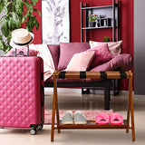Relaxdays Porte-Valise Pliant, Bois, H x L x P : 54,5 x 66 x 44,5 cm, 2 étagères, Repose Bagages hôtel, Nature