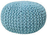 Pouf Rond en Coton Bleu Clair à Billes de Polystyrène Coussin d'Intérieur Conrad