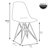 Decopresto Lot 2 x Chaise Design Scandinave Retro Creme Pieds Acier Metal Chrome DP-DSR-CR-2P