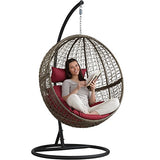 TecTake Chaise hamac avec Support en Résine Tressée Fauteuil Suspendu de Jardin Balancelle Transat - diverses Couleurs au Choix - (Marron | No. 401776)