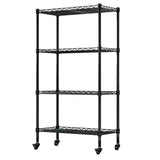 LENTIA Etagère 4 roulettes Noir, Métal, 4 Tiers-Black, 75 * 35 * 120cm