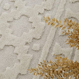 Paco Home Tapis Poils Longs Tapis De Salon Tapis Shaggy Aspect 3D Ethnique Boho Look Vintage Doux, Dimension:200x280 cm, Couleur:Crème 4