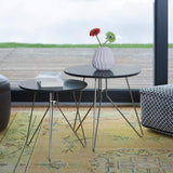 Relaxdays Table console table d'appoint canapé table basse gigogne lot de 2 design design moderne avec plateau rond en bois gris mat laqué diamètre 60 et 40 cm pieds en métal, gris mat