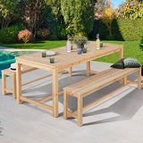 IDMarket - Salon de Jardin UVITA en Bois Table de Jardin 180 CM + 2 bancs