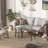 FATIVO Table Basse Salon en Bois: Lot de 2 Table Gigogne Industrielle Lot de 2 Table d’Appoint Ovale de Café Design Moderne Guéridon Rond pour Salon Bureau Chambre - Noyer/Noir