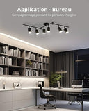 Bojim Plafonnier 6 Spots Orientable, Luminaire Plafonnier LED Pivotants, Moderne Spots de Plafond Noir Mat Plafonnier Spot GU10 pour Cuisine Couloir Salon Chambre Coucher, Sans Ampoule