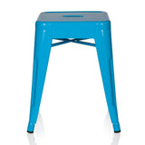 hjh OFFICE 645004 tabouret bistrot VANTAGGIO bleu clair métallique au look industriel et moderne, empilable