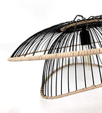 Luminaire Flore, suspension métal/rotin, 60 W, noir, ø 60 x H3 1 cm