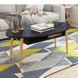 Table XIAOYAN Basse Nordic Petite Basse Petite Basse À Thé Ovale À Thé De Rangement Blanc Noir Couleur Noyer Multifonctionnel (Couleur : Noir)