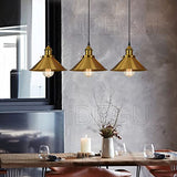 iDEGU Suspension Luminaire Industrielle Lustre Plafonniers Design Edison Métal 3 Lampes Suspension, Ø 220mm (50cm, Laiton / Doré )