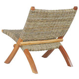 FAMIROSA Chaise de Relaxation Rotin Naturel kubu et Bois d'acajou