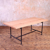 CosyWood Pieds de Tuyau en métal de Style Industriel Table de Salle à Manger, Maria (Beige)-Silver (Mild Steel), 8 Seater W200xD90xH75cm